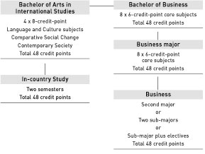 Bachelor of Business, Bachelor of Arts in International Studies - course diagram
