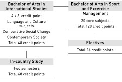 Bachelor of Arts in Sport and Exercise Management and in International Studies - course diagram